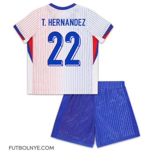 Camiseta Francia Theo Hernandez #22 Visitante Equipación para niños Eurocopa 2024 manga corta (+ pantalones cortos)